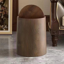 12L Walnut Wood Grain Bathroom Garbage Can with Swing Lid, Removable Bucket – Compatible with Diaper & Office Use