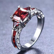 Exquisite Gemstones Stone Ring Cubic Zirconia Engagement Ring Girls-red-size 7