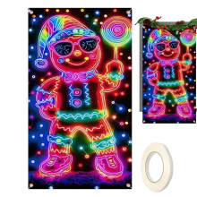 Striscione natalizio per porta 70x35 pollici, insegna fluorescente, decorazione natalizia per porta d'ingresso, copertura per portico, stile rustico,