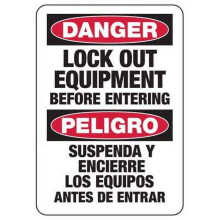 Bilingual Lockout Signs (12x16") – OSHA/ANSI Compliant, Electrical Safety & Danger Lockout Equipment Before Entering