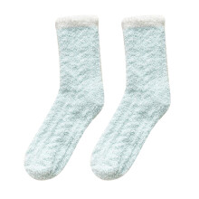 Stylish Women Patchwork Crew Socks Cozy Thermal Knit Winter Footwear Comfortable Everyday Wear Soft Textured Design