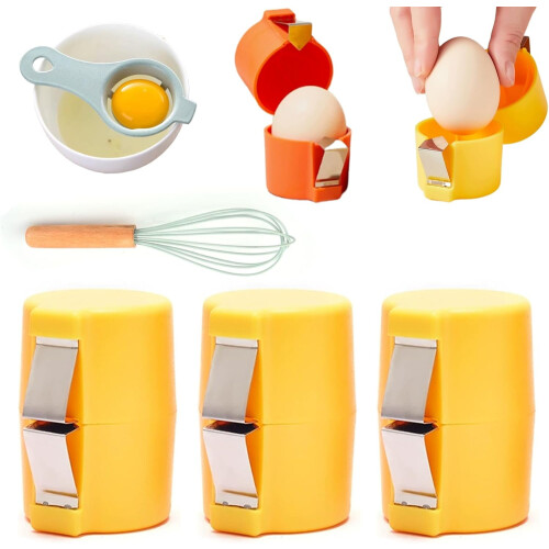 Quick Split Egg Opener & Separator, Stainless Steel Egg Shell Breaker – Compatible with Raw Eggs