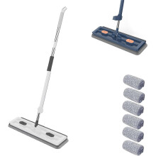 Lilyon Mop – 360 Rotating Flat Mop with Dewatering Scraper, 54" Adjustable Stainless Steel Handle, Compatible with Floor, Window & Corner Cleaning