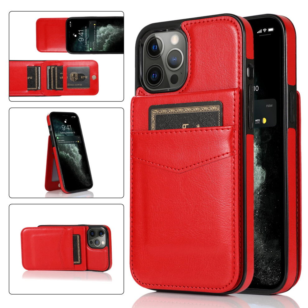 Pu Leather Wallet Case For Iphone 12 Pro Max (6.7") Â Compatible With Iphone 12 Pro Max, Cash & Id Slots, Protective Back Cover Red 9159796081043