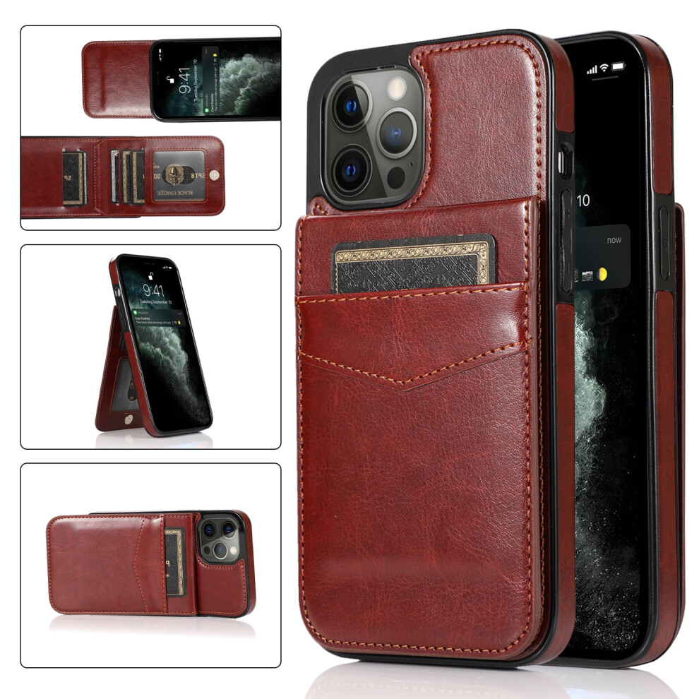 Compatible With Iphone 12 Pro Max Case Â Pu Leather Wallet Case With Cash/Id/Credit Card Slots, 6.7" Back Protection Brown 9159796080787