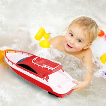 Electric Boat Toy,4.3x4.3x15.4 in Plastic Water Model,Simulation Speedboat,Swimming Pool Bath Play Without Remote