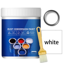 Weatherproof Rust Converter Paint, Water-Based Metallic White (500g), Compatible with Metal