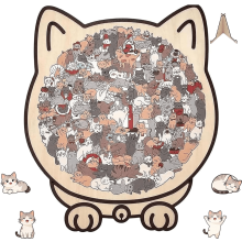 Morandi Cat-Shaped Wooden Puzzle Set with Stand and Acrylic