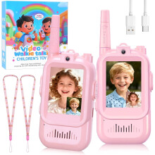 2-Pack Rechargeable Kids' Video Walkie-Talkies with Voice Changer, 1-Button Operation, Strong Signal—Compatible with Ages 3–12