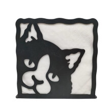 Black Metal Cat Silhouette Napkin Holder, Freestanding Modern Tissue Dispenser, Compatible with Standard Napkins