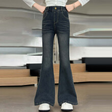 Girls' Stretchy High-Waisted Flared Jeans – Comfortable Wide-Leg Denim Pants for Kids & Teens (Ages 5-15)