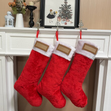 Personalized 22" Red Christmas Stockings with Name Tags, 3-Pack DIY Vintage Red/White Stockings for Fireplace Decor – Compatible with Standard Hooks