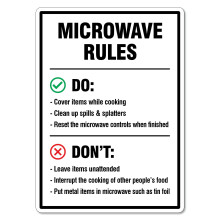 Microwave Rules Sign Hygiene Signs Kitchen Signs Metal Tin Sign Caution Danger Safety Security Warning Notice Signs Size: 8 x 12 inch