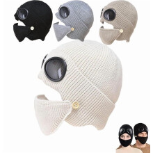 Unisex 3-in-1 Thermal Beanie with Detachable Mask & Neck &Goggle Cover for Skiing,Windproof for Outdoor Men & Women