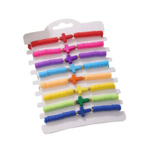 8 Pack Cross Charm Bracelets Handmade Adjustable Elastic Rope Bracelets Hand Jewelry Cross Bracelets Set Gift for Girls