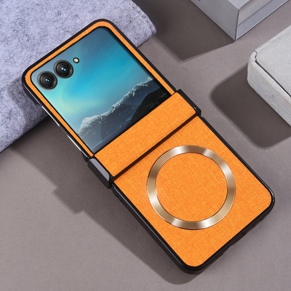 Motorola Razr 2024 Case Â Fabric + Pc, Magsafe-Compatible, Shockproof, Thin & Lightweight With Hinge Protection, Yellow 9009879557906
