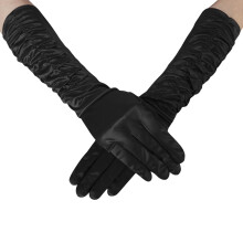 Women Solid Color Satin Pleated Vintage Wedding Multicolor Gloves Satin Party Gloves