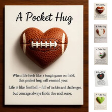 Sport-Themed Pocket Hug Token with Inspirational Cards