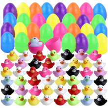 48/24/12 Pcs Prefilled Easter Eggs with Rubber Toys – Basket Stuffers, Egg Hunt & Classroom Prizes