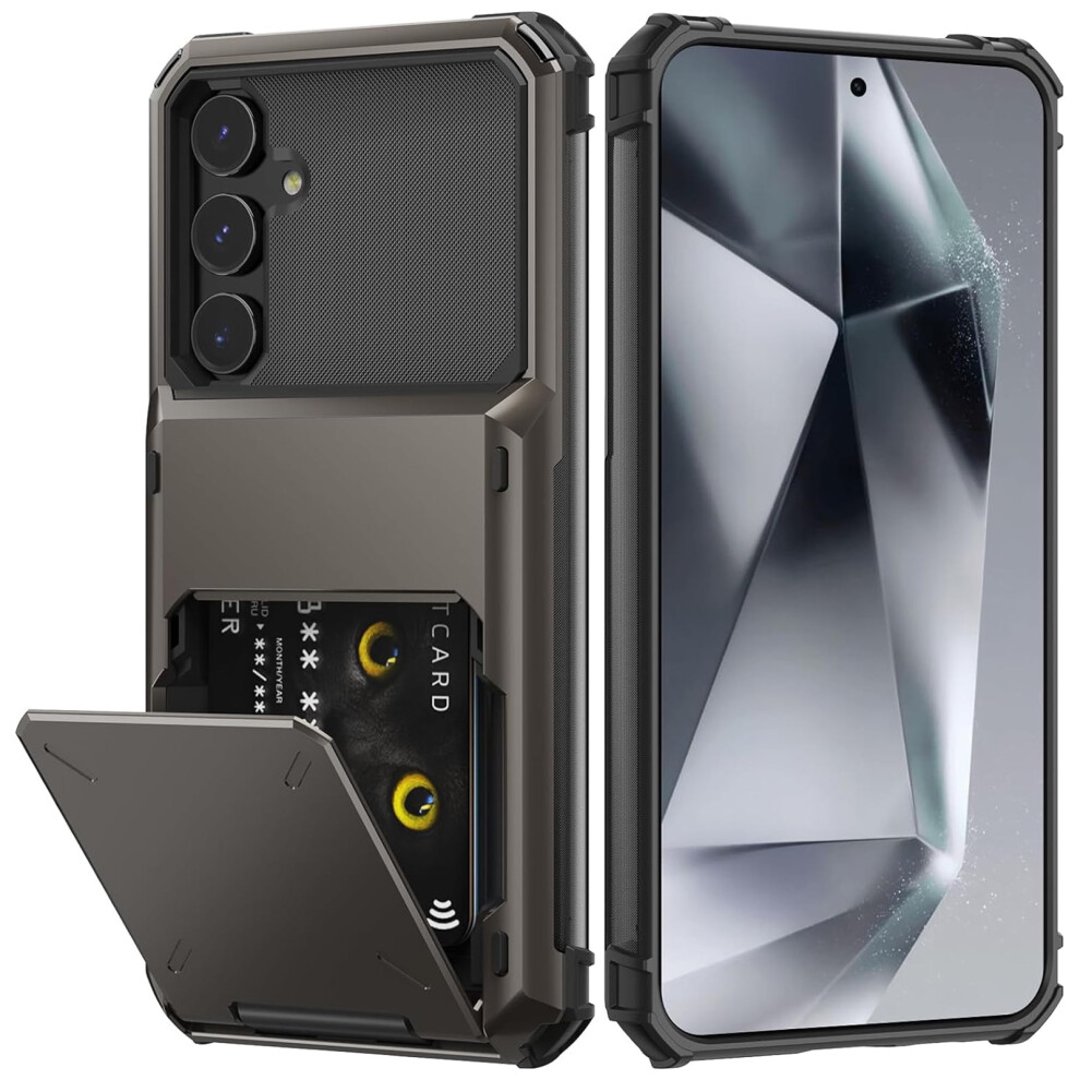 Wallet Case For Samsung Galaxy A15 5G Â 4-Card Holder, Shockproof Hybrid Armor Cover, Compatible With Galaxy A15 Gray 9009879559115