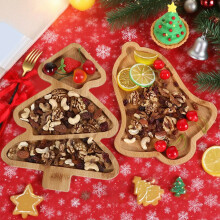 Christmas Wooden Tray – Xmas Tree Shape Vintage Dessert/Fruit Tray for Kitchen, Café, Restaurant & Holiday Party (Compatible with Standard