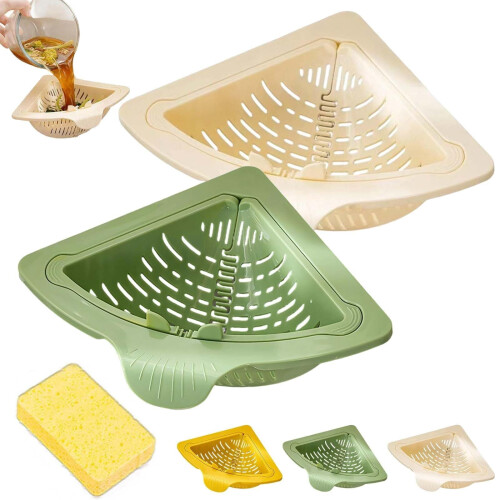 Kitchen Sink Strainer, Triangular Magnetic Drain Basket with Twist-Open Bottom for Easy Draining & Storage