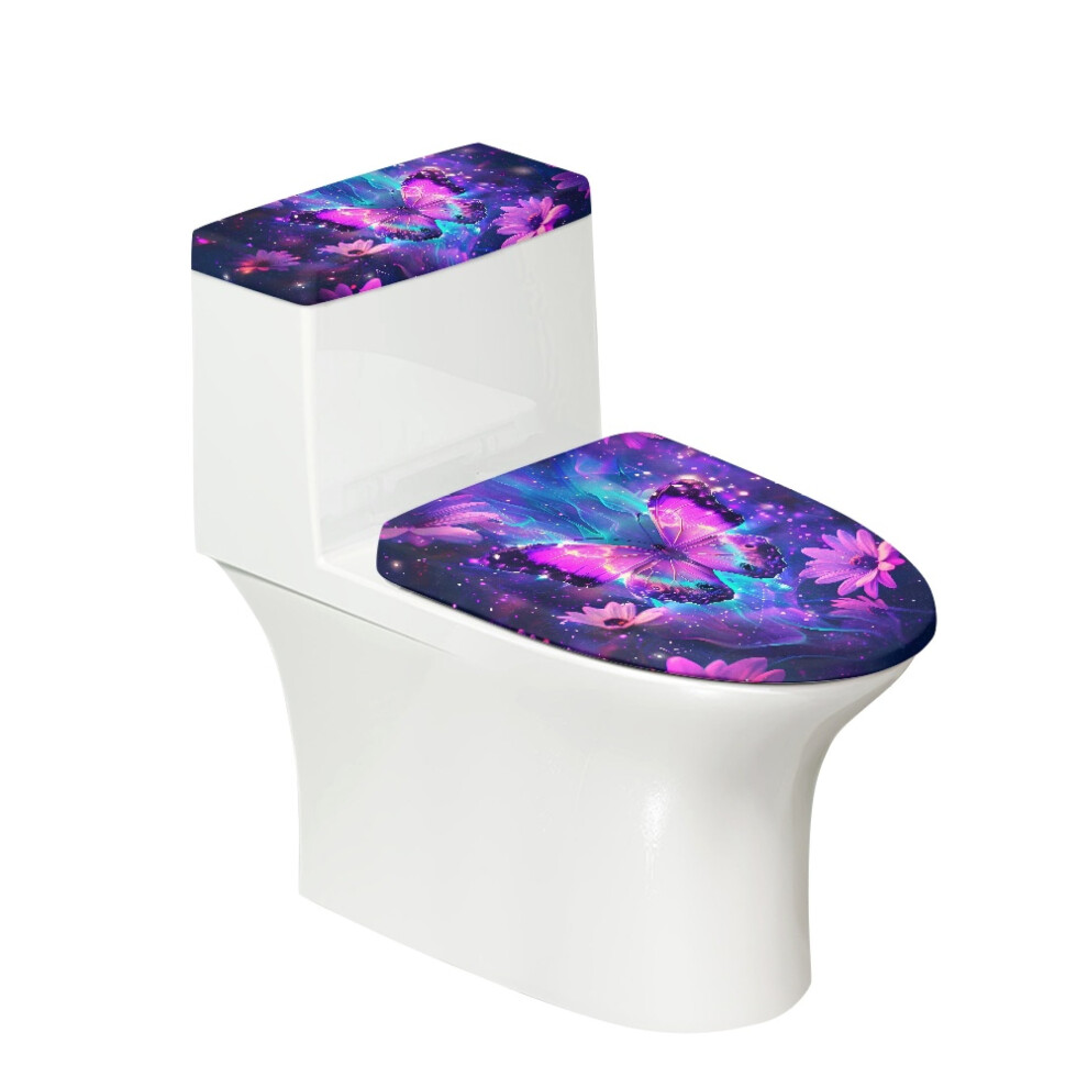 Purple Flower Butterfly Toilet Lid Dust Cover 2-Piece 941196121417