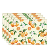 Orange Tangerine Placemats Linen 4 pcs 12x18 inch
