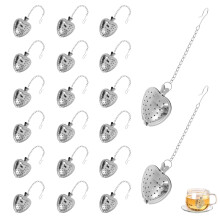 20Pcs Stainless Steel Heart Shape Loose Leaf Steeper Versatile Rust Resistant Tea Strainer Infuser With Chain or Handle for Cup Teapot Bowl