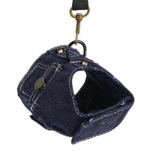 Dog Denim Harness Light & Breathable Pet Jacket with Nylon Leash S Dark Blue