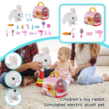 Walking & Talking Electric Plush Rabbit Toy Gift Set with Cage & 5 Accessories – Compatible with Kids Ages 3+