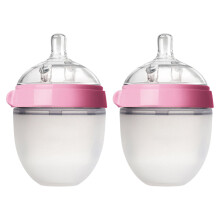 Flexy Silicone Baby Bottle, Anti-Colic, Natural Feel, Non-Collapsing Nipple, Non-Tip Stable Base, Easy to Clean 1-Pack, Pink, 5 oz