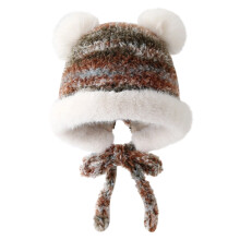 Cute Furry Knitted Winter Hat For Children Cozy Warm Ear Fashionable Baby Toddler Cold Weather Cap