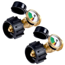 Dozyant Propane Tank Gauge & Leak Detector for RV, BBQ, Grill, Heater – Type 1 Connection (2 Pcs), compatible with standard propane tanks