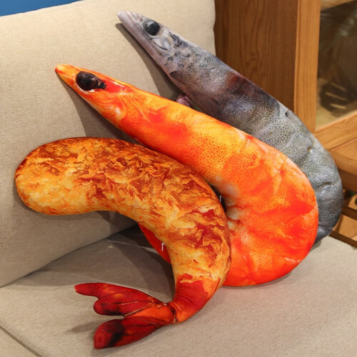 Shrimp-shaped plush throw pillow cushion 23.6 inches 2