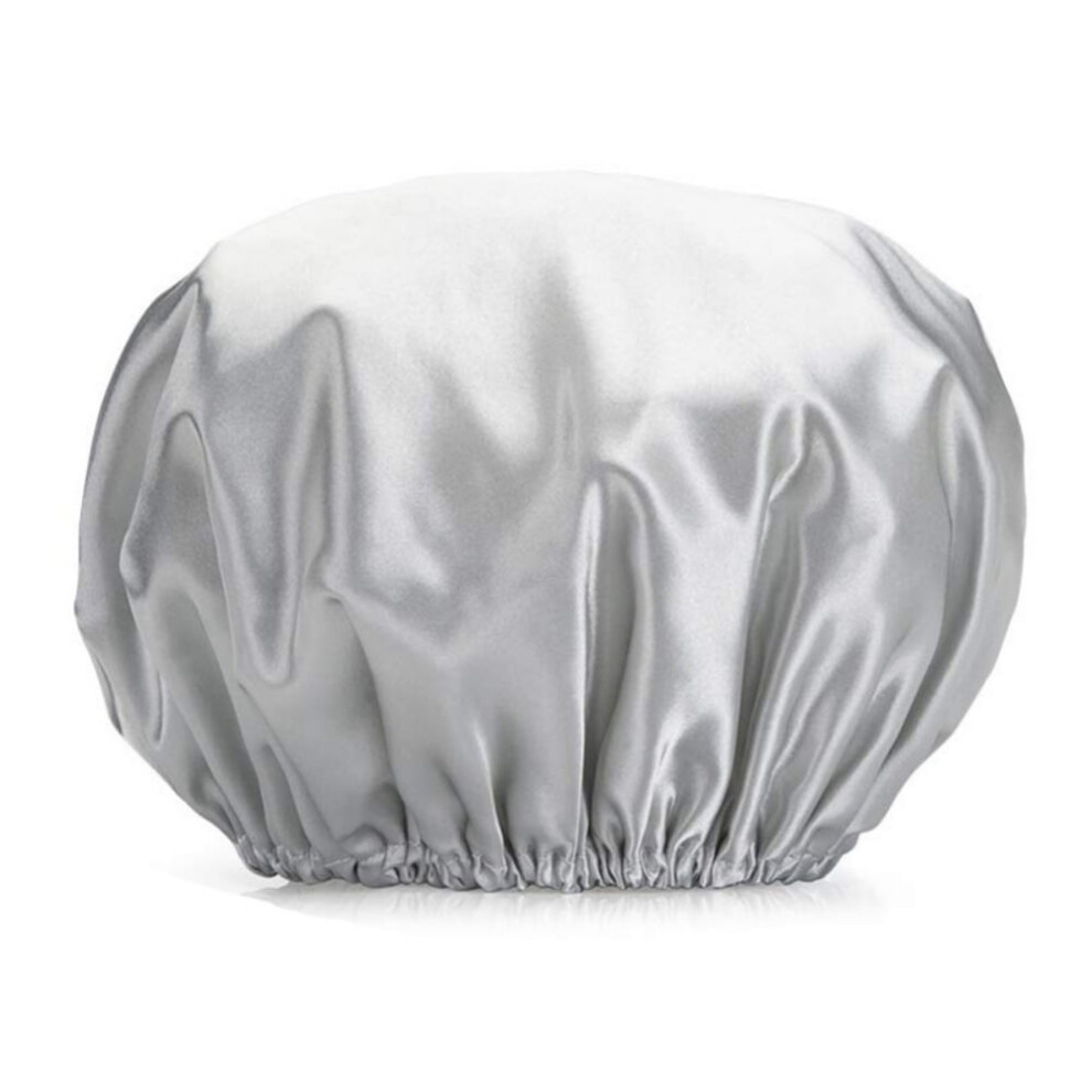 Reusable Double-Layer Waterproof Shower Cap for Women â EVA + Satin Hair Bonnet, Compatible with All Hair Types
