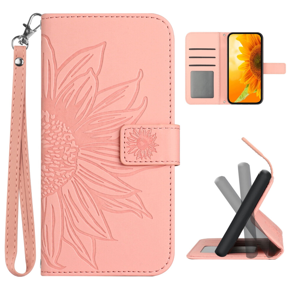 Flip Wallet Case For Samsung Galaxy A54 5G, Pu Leather Sunflower Embossed, Shockproof Kickstand, Slim Design Â Pink 9097180919421