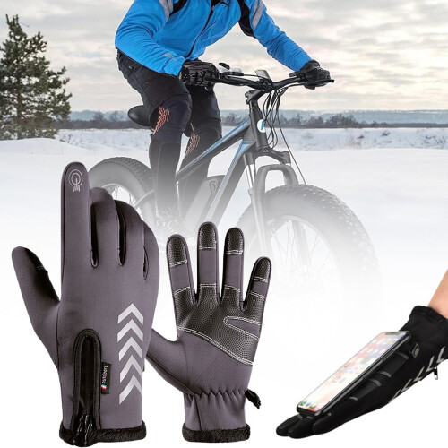 Winter Gloves Unisex Fleece-Lined Waterproof Touchscreen 1