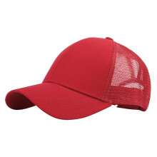 Men Women Baseball Cap-Low Profile Adjustable Washed Cotton Golf Dad Hat Outdoor Unisex Baseball Mesh Cap Open Back Solid Color Sun Hat Cap Red