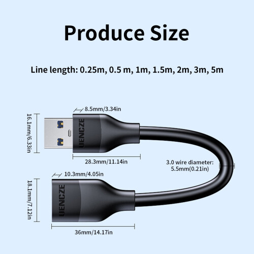 Predlžovací kábel USB 3.0, samec-samica, 2 m 2