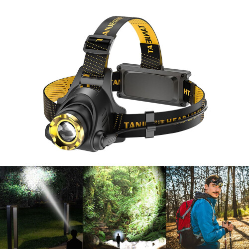 Rechargeable LED Headlamp with USB, 3 Modes & 90 Adjustable Beam – Compatible with Camping, Running, Cycling, Climbing 1