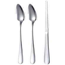 Ensemble de cuillères dentelées et d'ustensiles de service incurvés en acier inoxydable pour une préparation des fruits et une cuisson sans effort