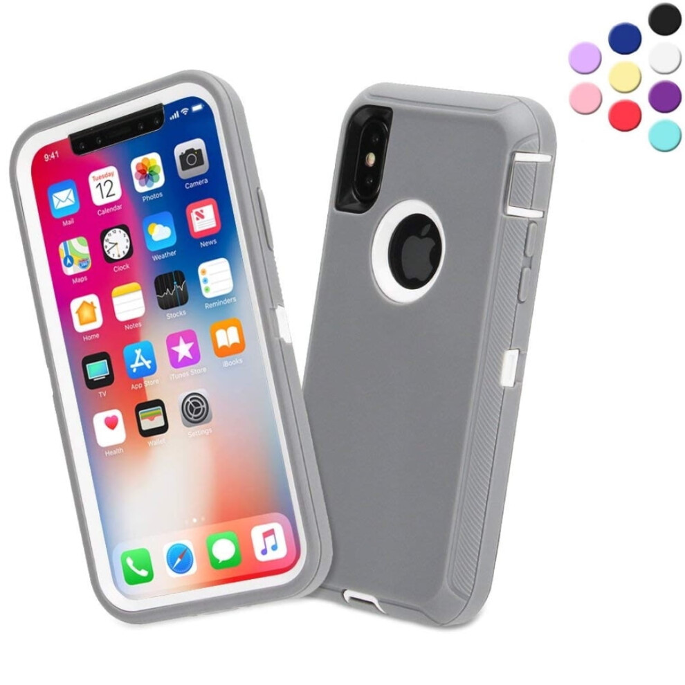 Heavy Duty Case Designed For Compatible With Iphone Xr Shockproof Triple Layer Rugged Case (Light ) Grey 9097180910640