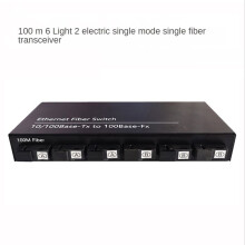 6Port 10/100M Ethernet 6 Fiber Port 25KM 2UTP RJ45 Fiber Optical Transceiver Optical Media Converter US Plug