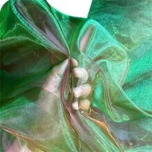Metallic Color Organza Fabric 50x140cm Breathable Gradient Color Tulle Cloth For Wedding Dress Evening Gown Sewing Craft
