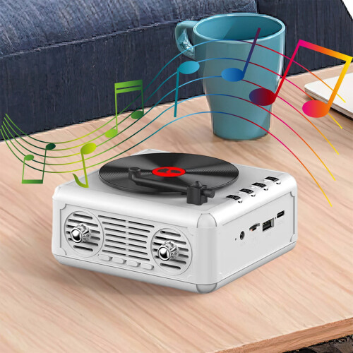Record Player Wireless Bluetooth Sound Retro Mini Portable Card Insert Small Speaker Subwoofer Gift