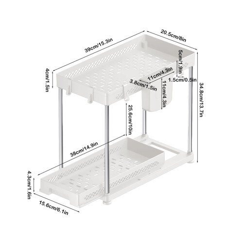 Pull Out Under Sink Shelf, Kitchen Storage Rack, Multi-Functional Bathroom Organizer, Layered Spice Cabinet 2