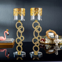 2pcs Crystal Candle Holder Set, Suitable for Tabletop Decoration and Housewarming Gift