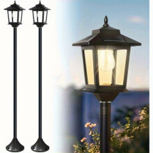 2/4 Pack Solar Lamp Post, Outdoor Lights Waterproof, Pole Lights Outdoor, Floor Lamp for Patio, Warm White, Replaceable Bulb