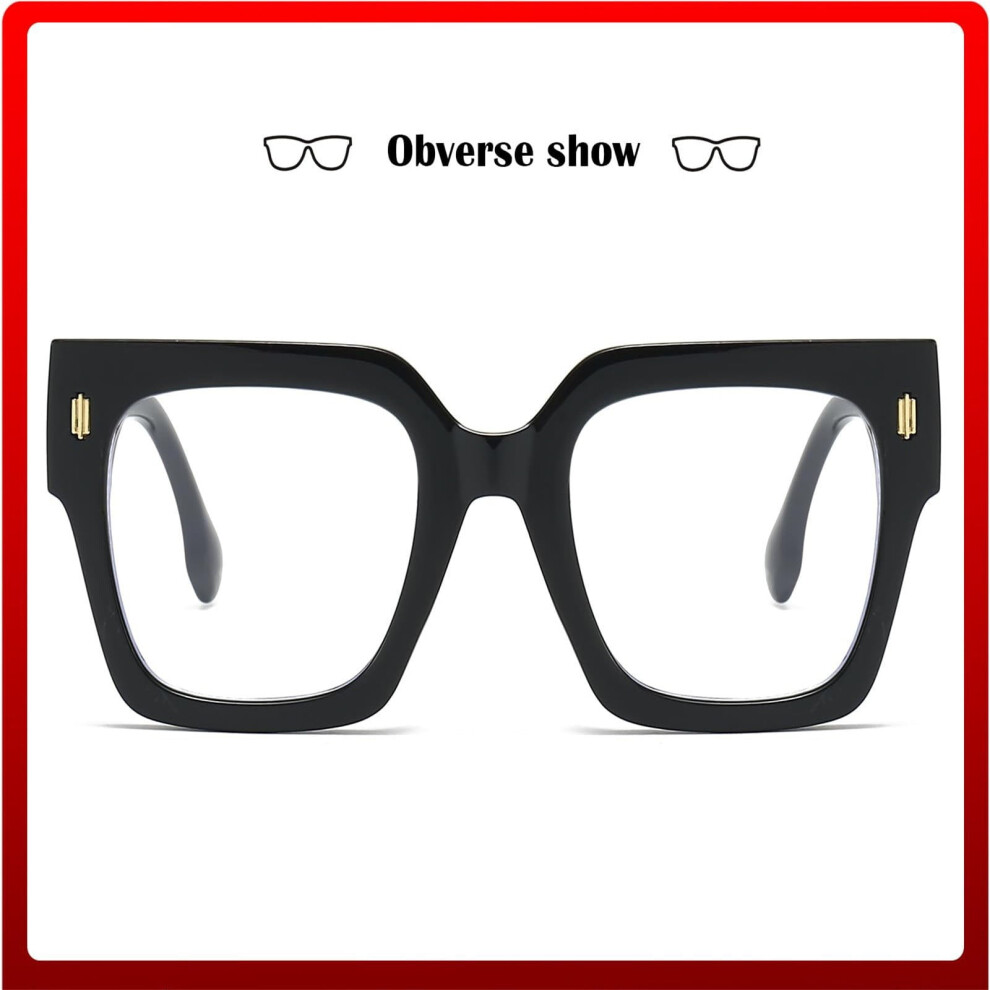Blue Light Blocking Glasses For Women Men Fashion Oversized Square Frame Computer Eyeglasses Trendy Big Lens